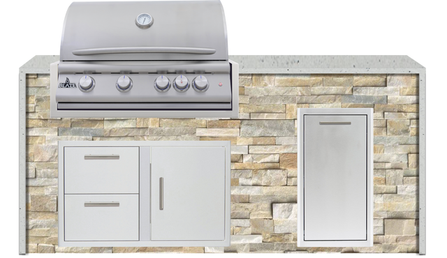Blaze 72" Luxury Waterfall Finished Outdoor Kitchen PKG 4+