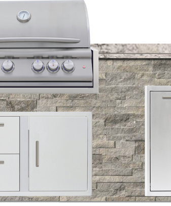 Blaze 72" Luxury Waterfall Finished Outdoor Kitchen PKG 4+