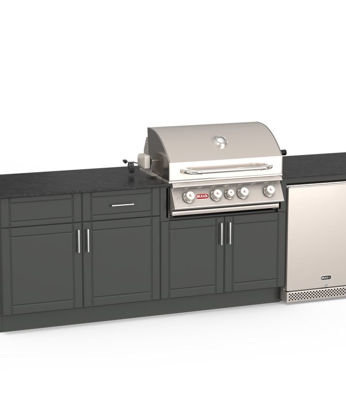 DuraKitchen 10-Foot Charleston Kitchen Charcoal Base With Midnight Black Granite NG or LP
