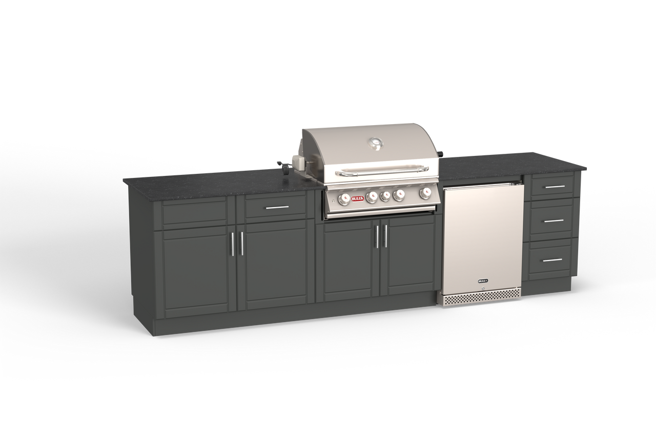 DuraKitchen 10-Foot Charleston Kitchen Charcoal Base With Midnight Black Granite NG or LP