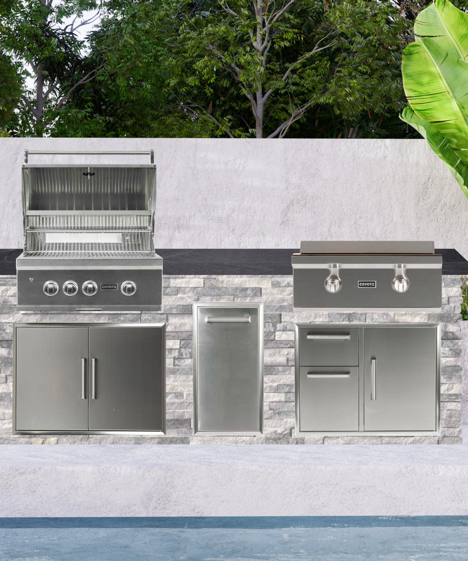 Coyote 96" Luxury Finished Outdoor Kitchen PKG 13G