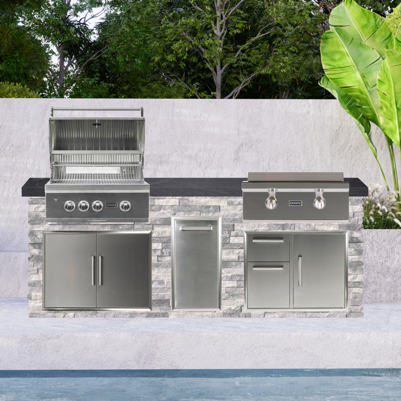Coyote 96" Luxury Finished Outdoor Kitchen PKG 13G