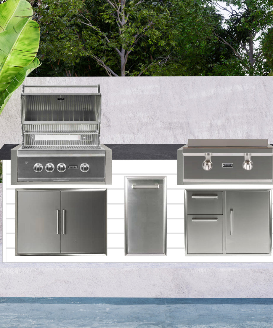 Coyote 96" Luxury Finished Outdoor Kitchen PKG 13G
