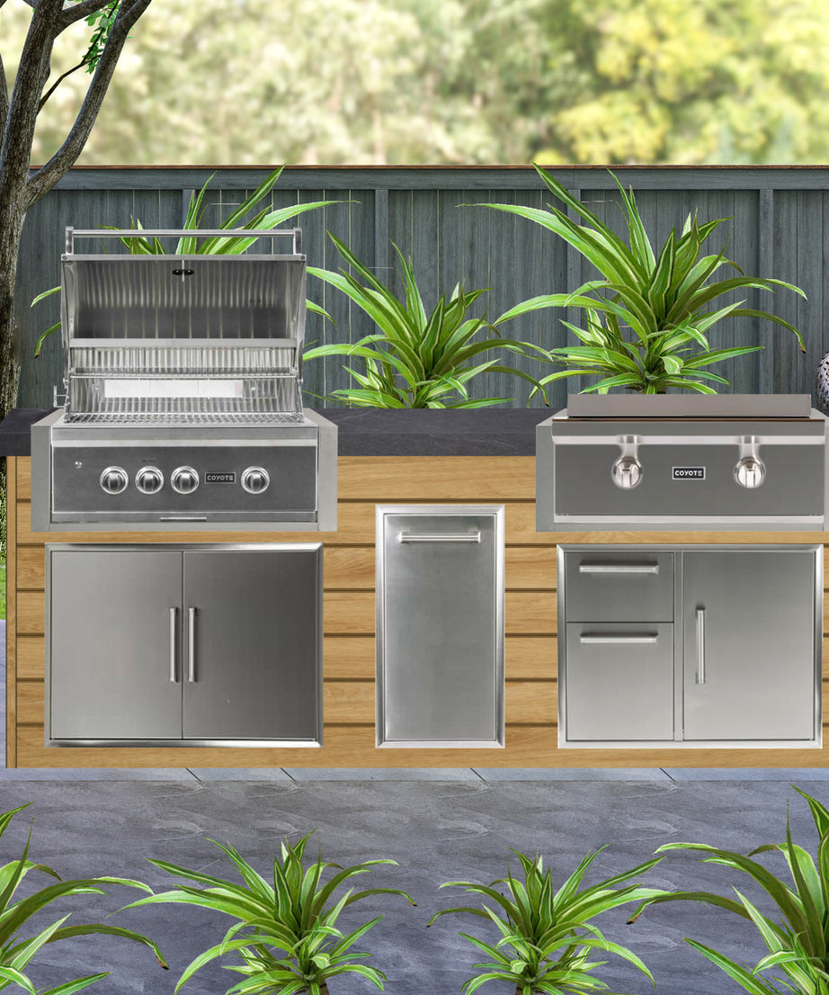 Coyote 96" Luxury Finished Outdoor Kitchen PKG 13G