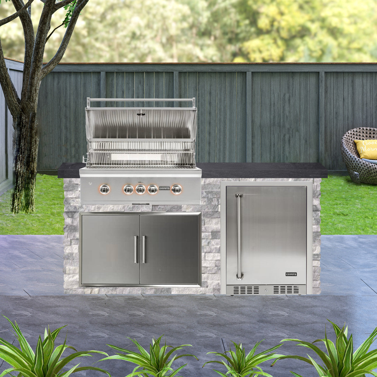 Coyote 72" Luxury Finished Outdoor Kitchen PKG 3G