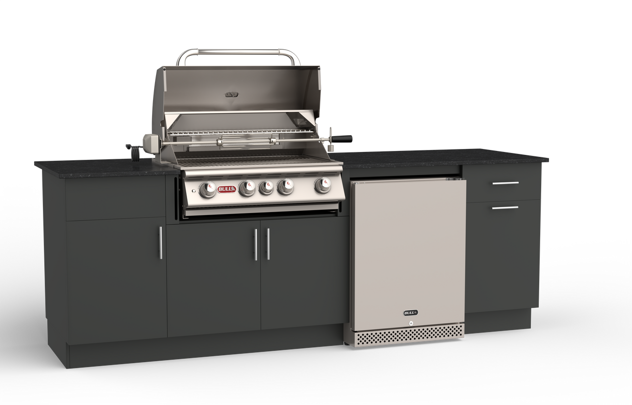 DuraKitchen 8-Foot Myrtle Beach Kitchen Charcoal Base With Midnight Black Granite NG or LP