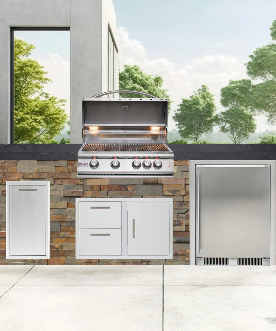 Blaze Quick Ship 96" Luxury Finished Outdoor Kitchen PKG 2