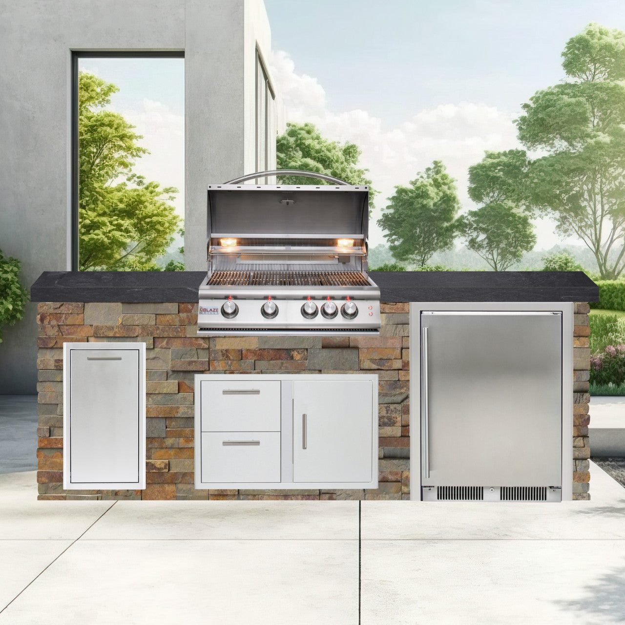 Blaze Quick Ship 96" Luxury Finished Outdoor Kitchen PKG 2