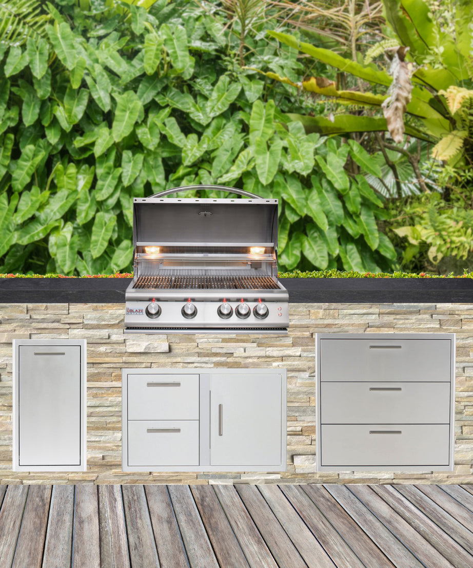 Blaze Quick Ship 96" Luxury Finished Outdoor Kitchen PKG 1