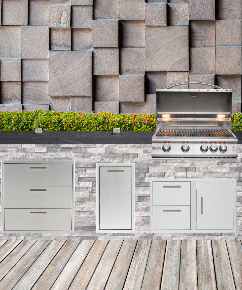 Blaze Quick Ship 96" Luxury Finished Outdoor Kitchen PKG 1