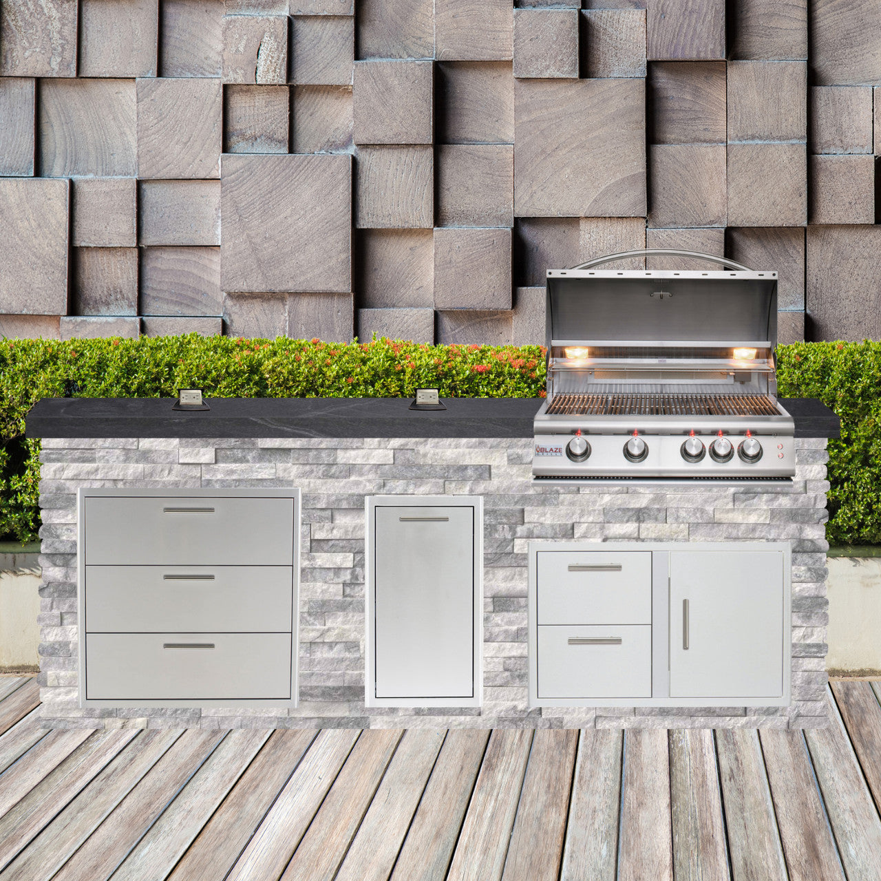 Blaze Quick Ship 96" Luxury Finished Outdoor Kitchen PKG 1