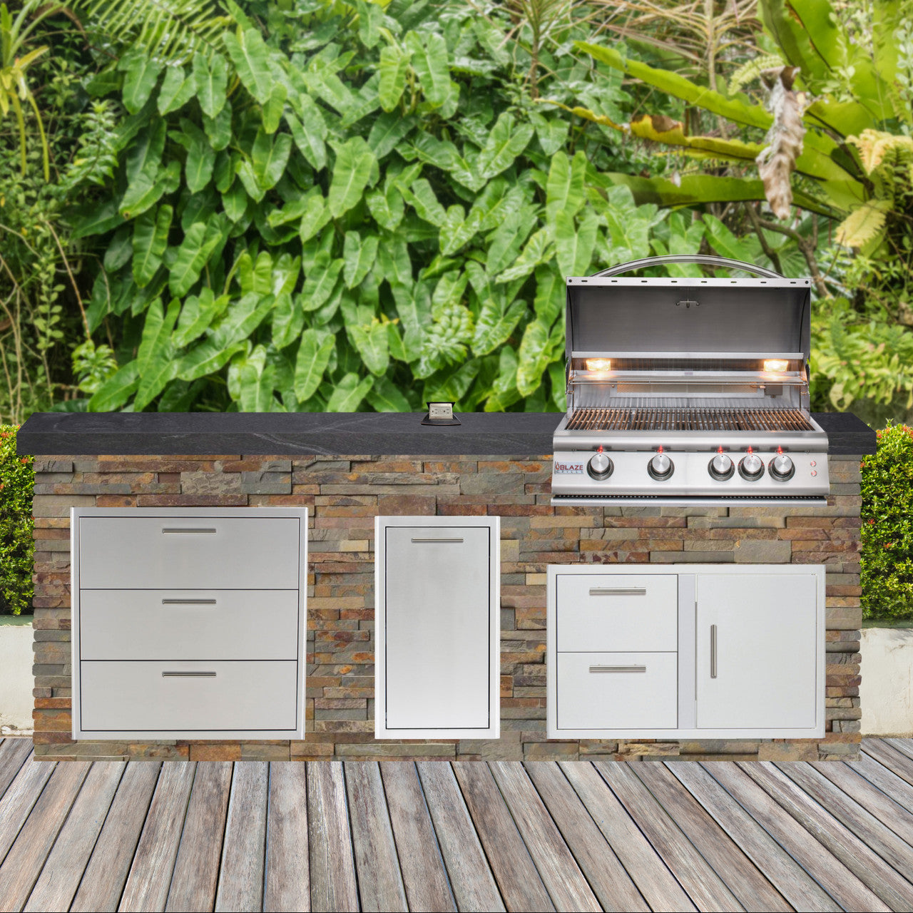 Blaze Quick Ship 96" Luxury Finished Outdoor Kitchen PKG 1