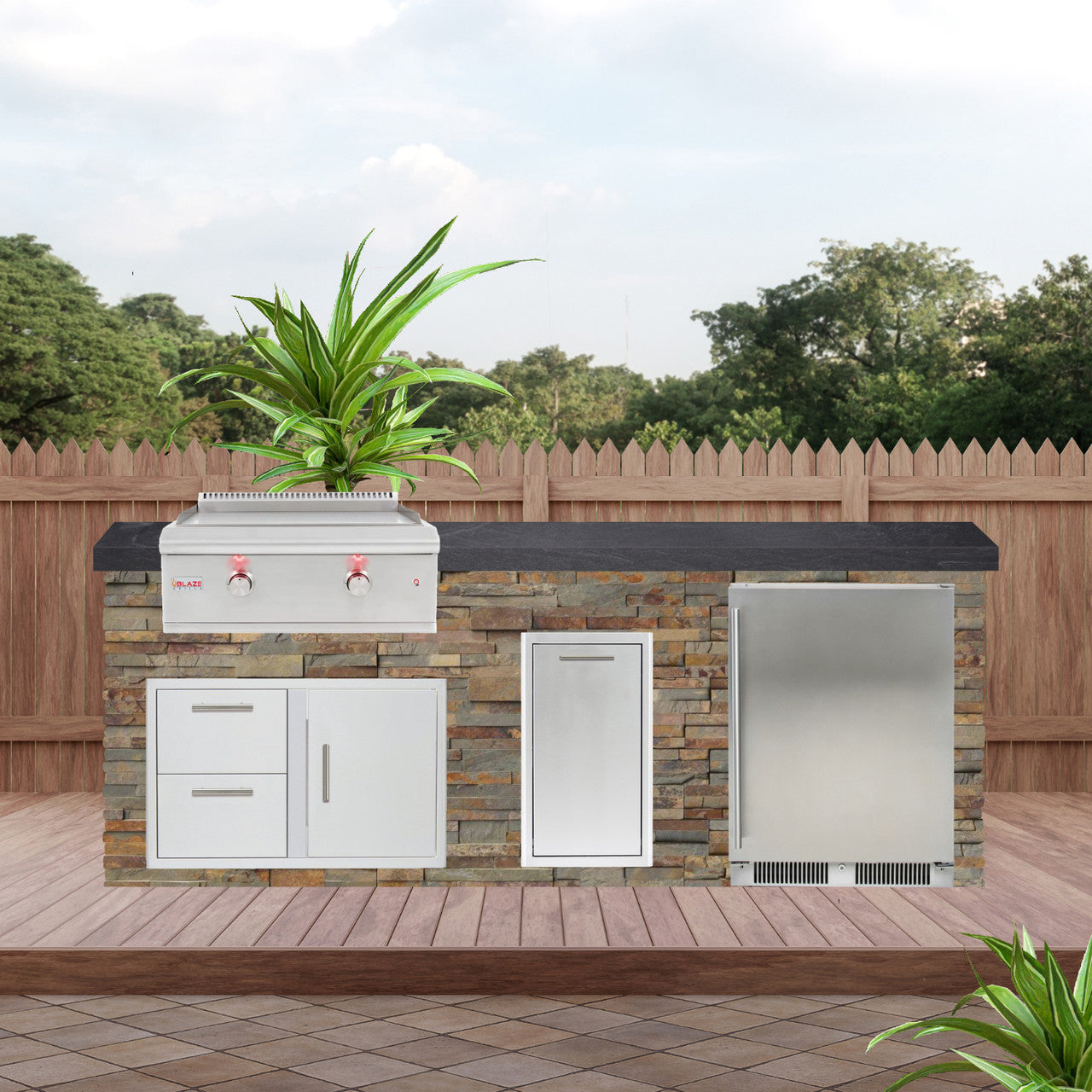 Blaze Quick Ship 96" Luxury Finished Outdoor Kitchen PKG 8