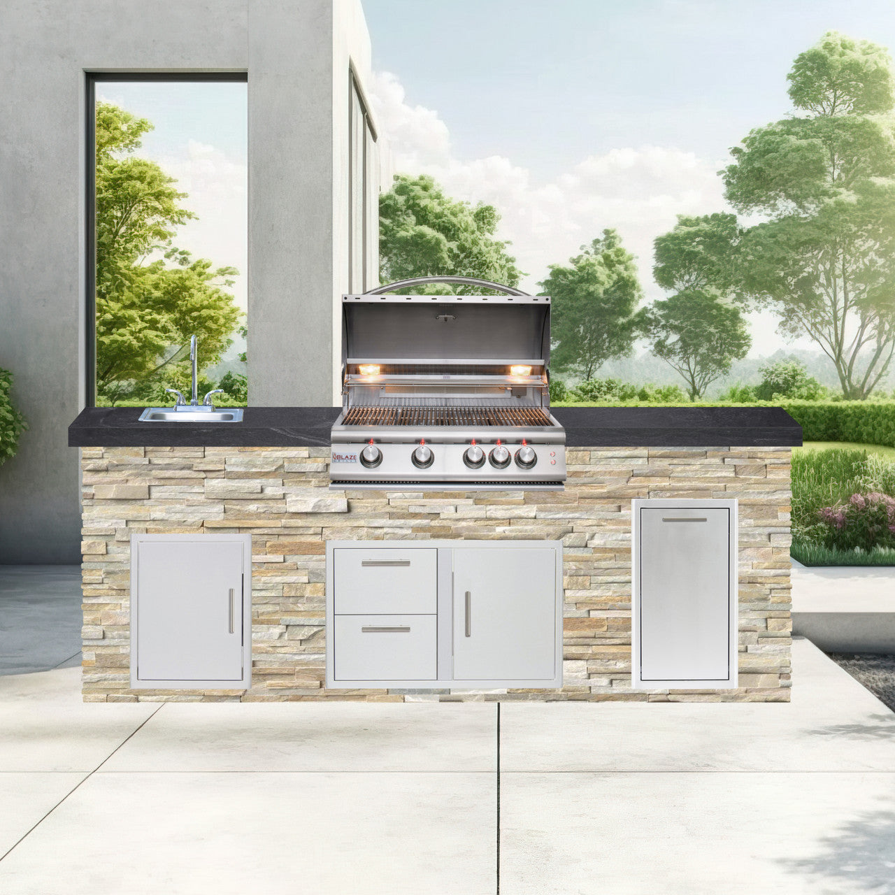 Blaze Quick Ship 96" Luxury Finished Outdoor Kitchen PKG 9