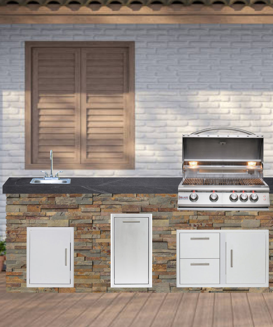 Blaze Quick Ship 96" Luxury Finished Outdoor Kitchen PKG 9