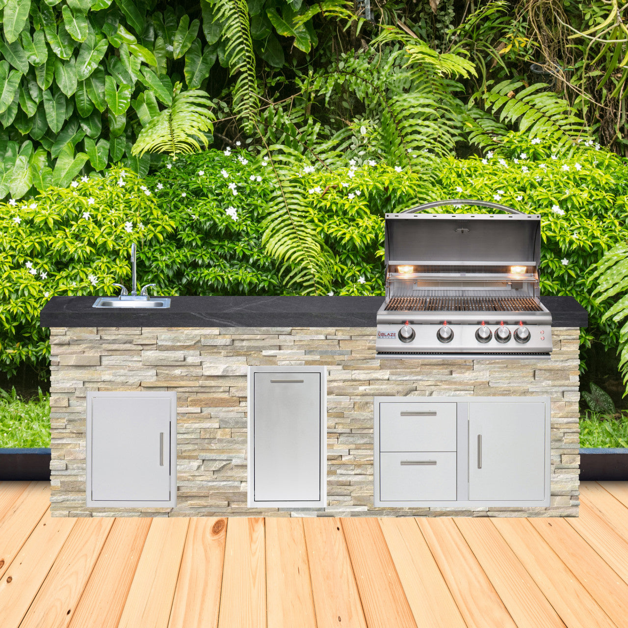 Blaze Quick Ship 96" Luxury Finished Outdoor Kitchen PKG 9