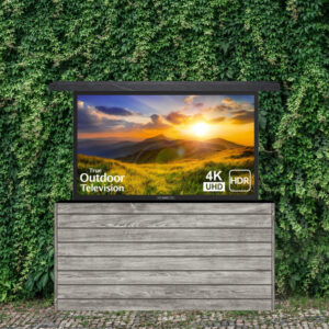 Inspired ® 60" Outdoor TV Lift Cabinet Barnwood Grey w/Black Top