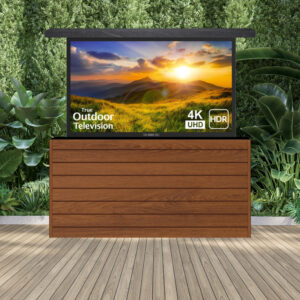 Inspired ® 60" Outdoor TV Lift Cabinet Cinnamon Walnut w/ Black Top